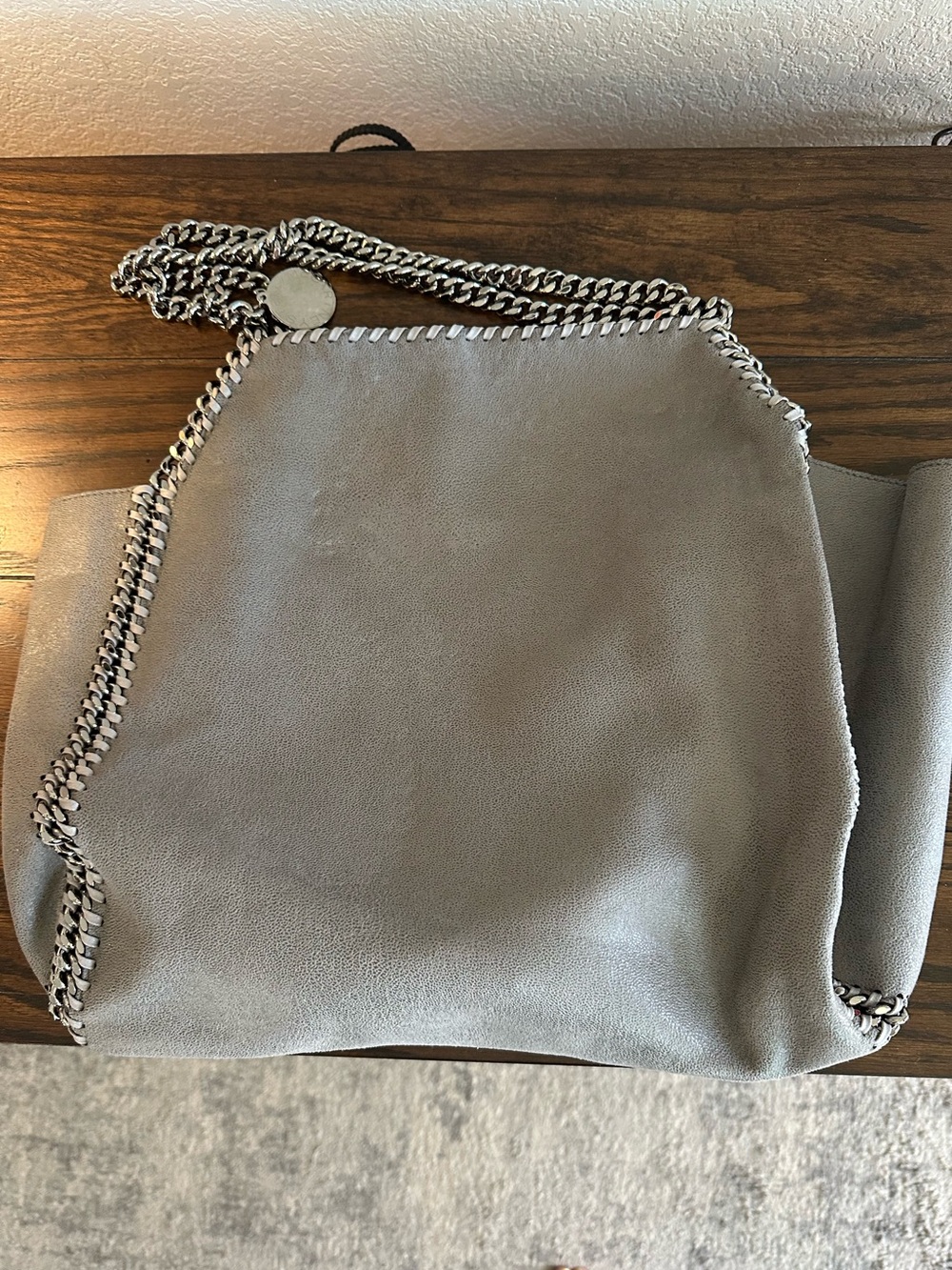 Stella McCartney Gray Falabella Foldover Tote Chain Shoulder Bag